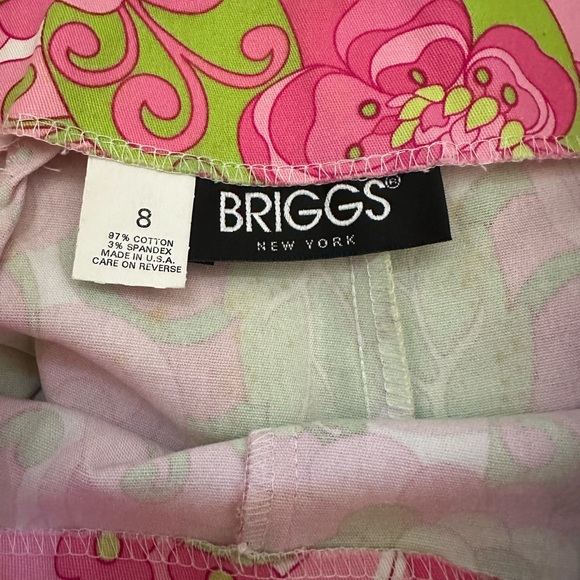 Briggs bright pink and green floral print Capri pants side zip size 8 - Picture 4 of 4